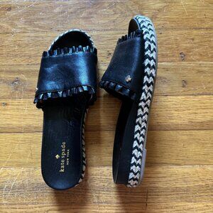Kate Spade Zahara Espadrille Ruffled Leather Slide Sandals